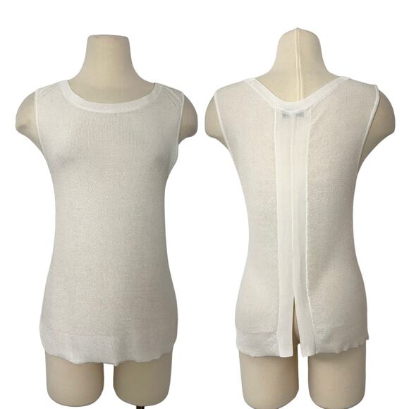 White + Warren Sleeveless Knit Sweater Shell Tank Top in Ivory XS - Picture 1 of 10